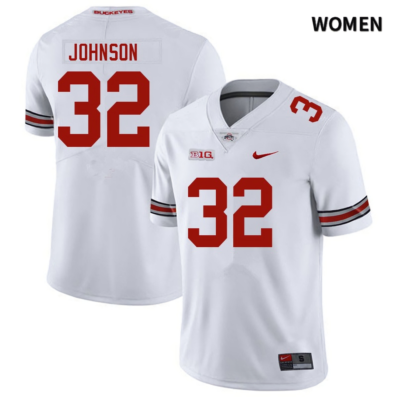 Jakailin Johnson Ohio State Buckeyes Women's NCAA #32 White College Stitched Football Jersey YLP4256HL